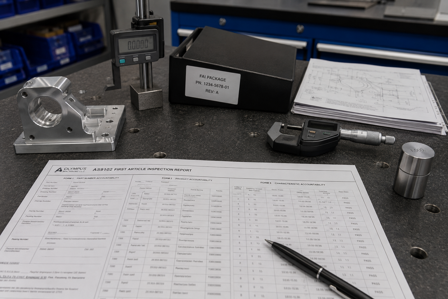 Olympus Machining — AS9102 FAI for CMMC Level 1 Defense Subcontractors